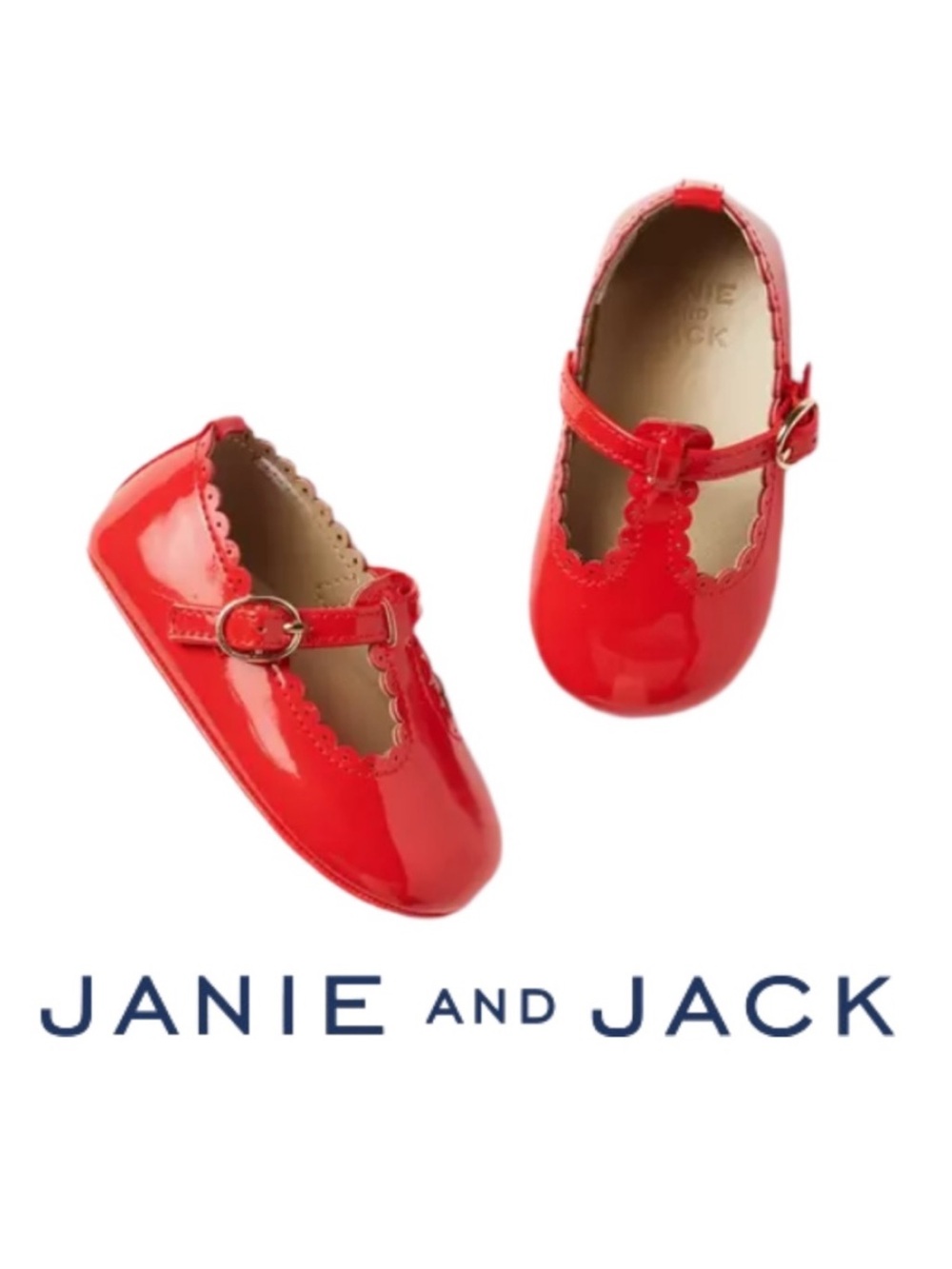 JANIE AND JACK | Baby T-Strap Flat Red Patent Funny Valentine 6-12 Months Shoes